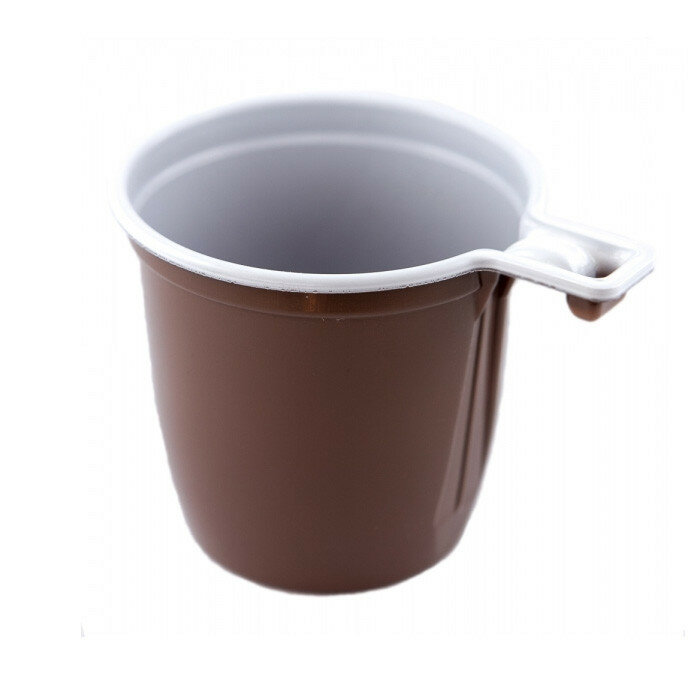Кофейная чашка 200 мл одноразовая пластиковая коричнево-белая, 50 шт/упак