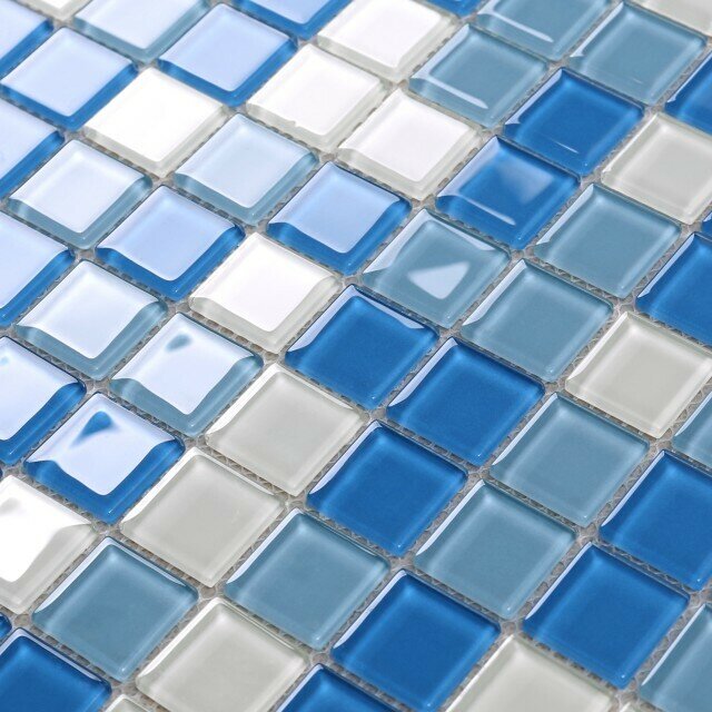 Мозаика Tessare 30,5х30,5х0,4см стекло бело-голубой шт(HJM04) - фотография № 5