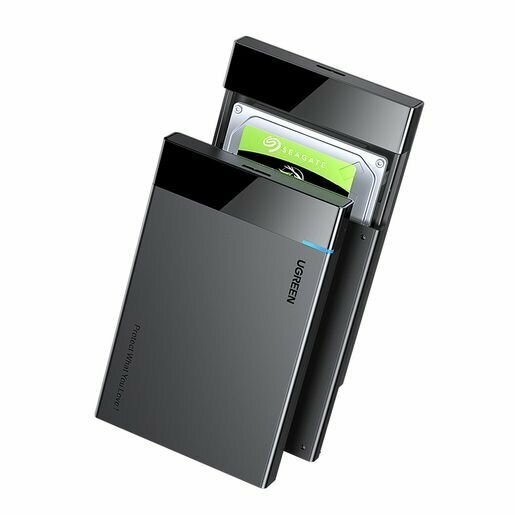 Бокс внешний для жесткого диска UGREEN US221 (30847) 2.5 Inch Hard Drive Box с кабелем USB 3.0. Длина кабеля: 30 см. Цвет: черный