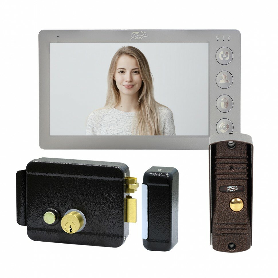 Комплект видеодомофона Fox FX-VD70N-KIT с замком и панелью (графит)
