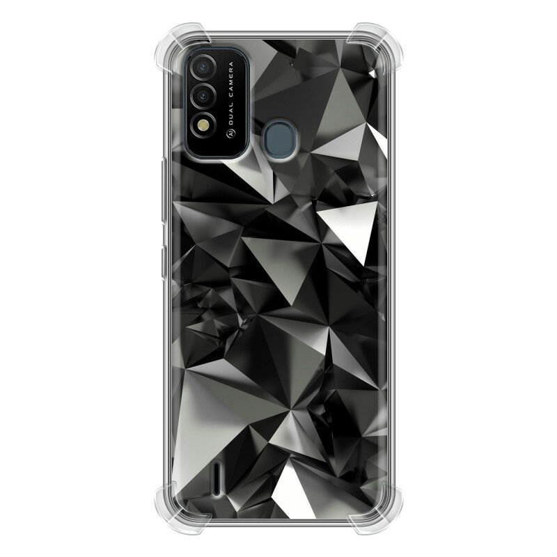 Дизайнерский силиконовый с усиленными углами чехол для Ител Визион 2с / Itel Vision 2s Черные кристаллы