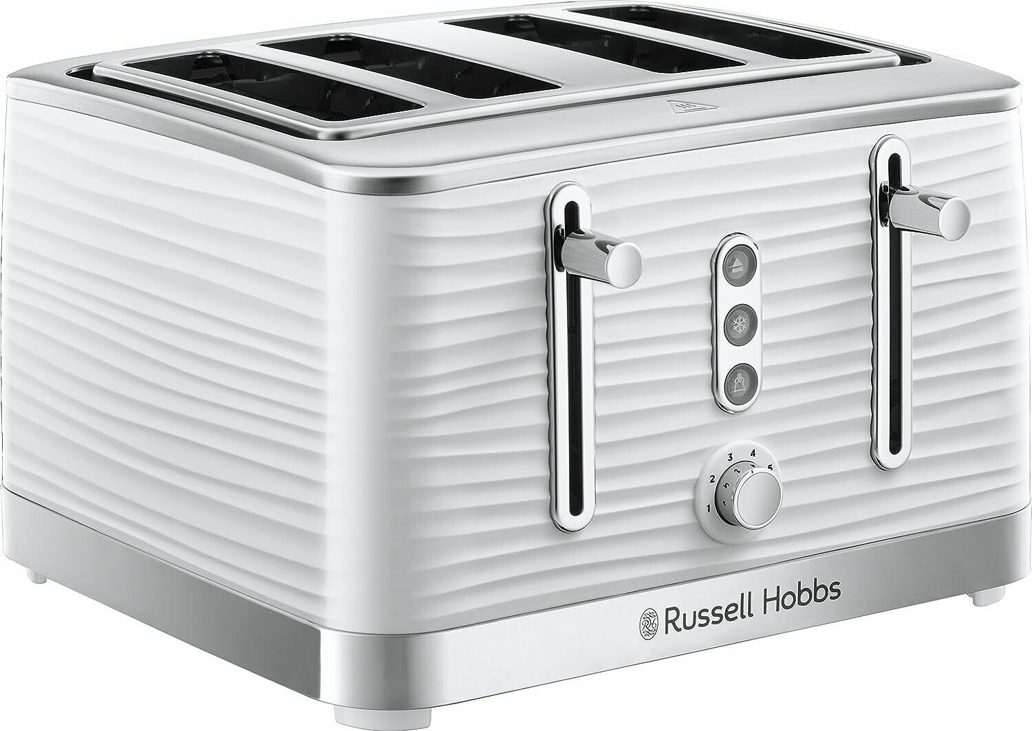 Тостер Russell Hobbs White Inspire пластмассовый, на 4 ломтика, белый, 1800 Вт - фотография № 1