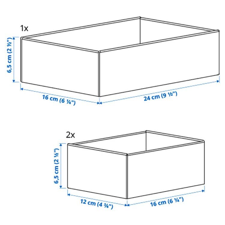 Набор коробок для хранения, IKEA UPPDATERA, 3 шт., серый - фотография № 4