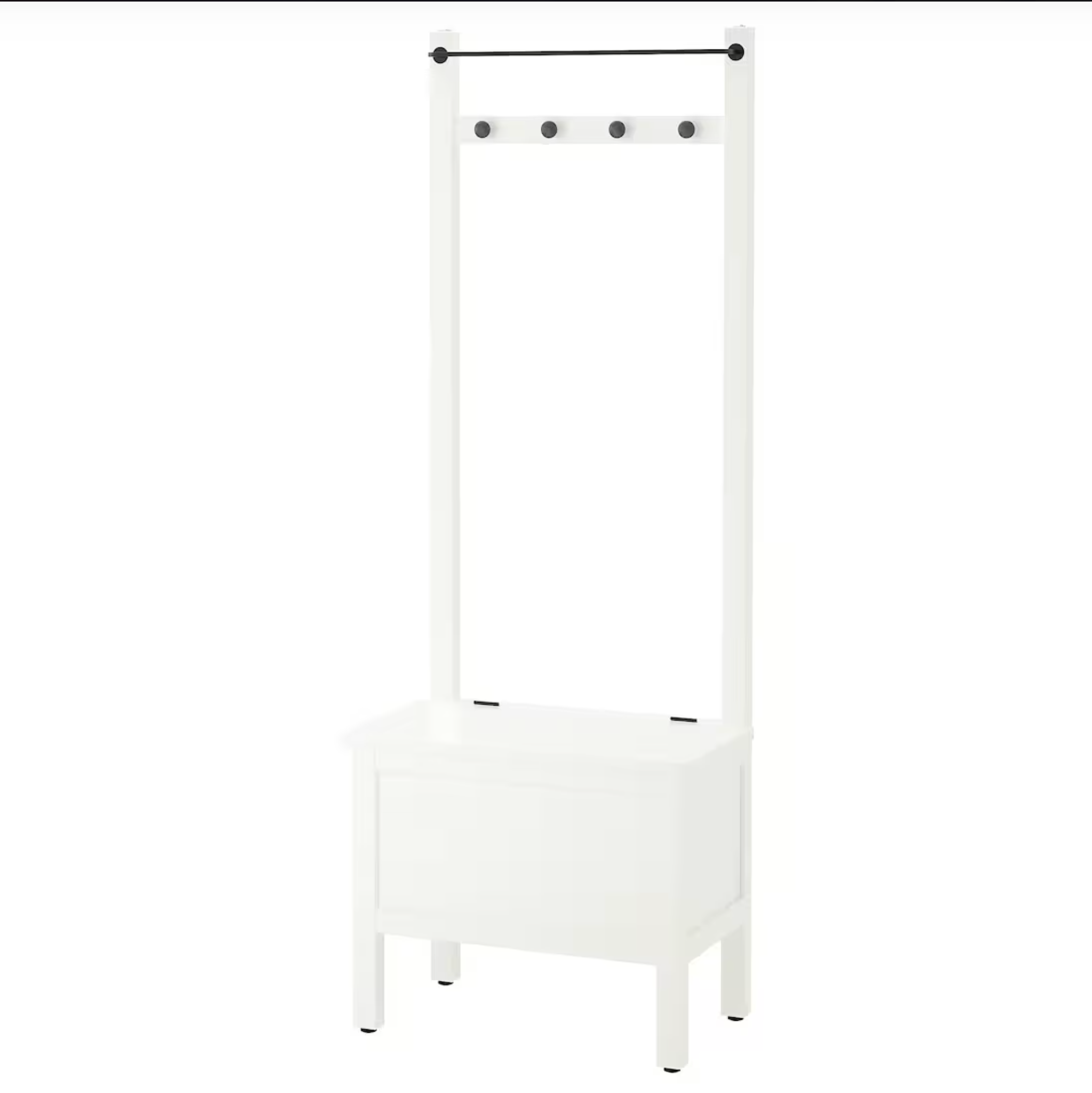 HEMNES хемнэс IKEA Скамья с ящиком/штанга и 4 крючка, белый - фотография № 1