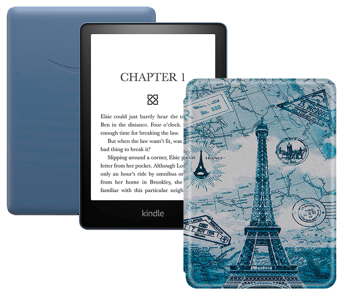 Электронная книга Amazon Kindle PaperWhite 2021 16Gb black Ad-Supported Denim с обложкой ReaderONE PaperWhite 2021 Paris