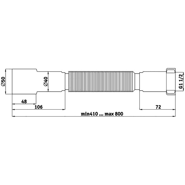 АНИ пласт Гофросифон "АНИ Пласт" K106, 1 1/2" х 40/50 мм, без выпуска, L= 366-776 мм - фотография № 2