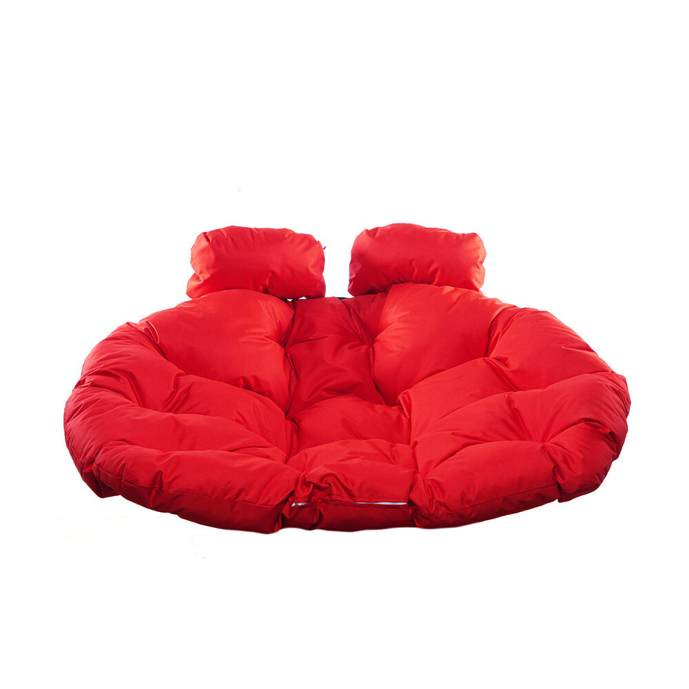Подвесное кресло из ротанга "Для двоих" серое с красной подушкой M-GROUP - фотография № 4