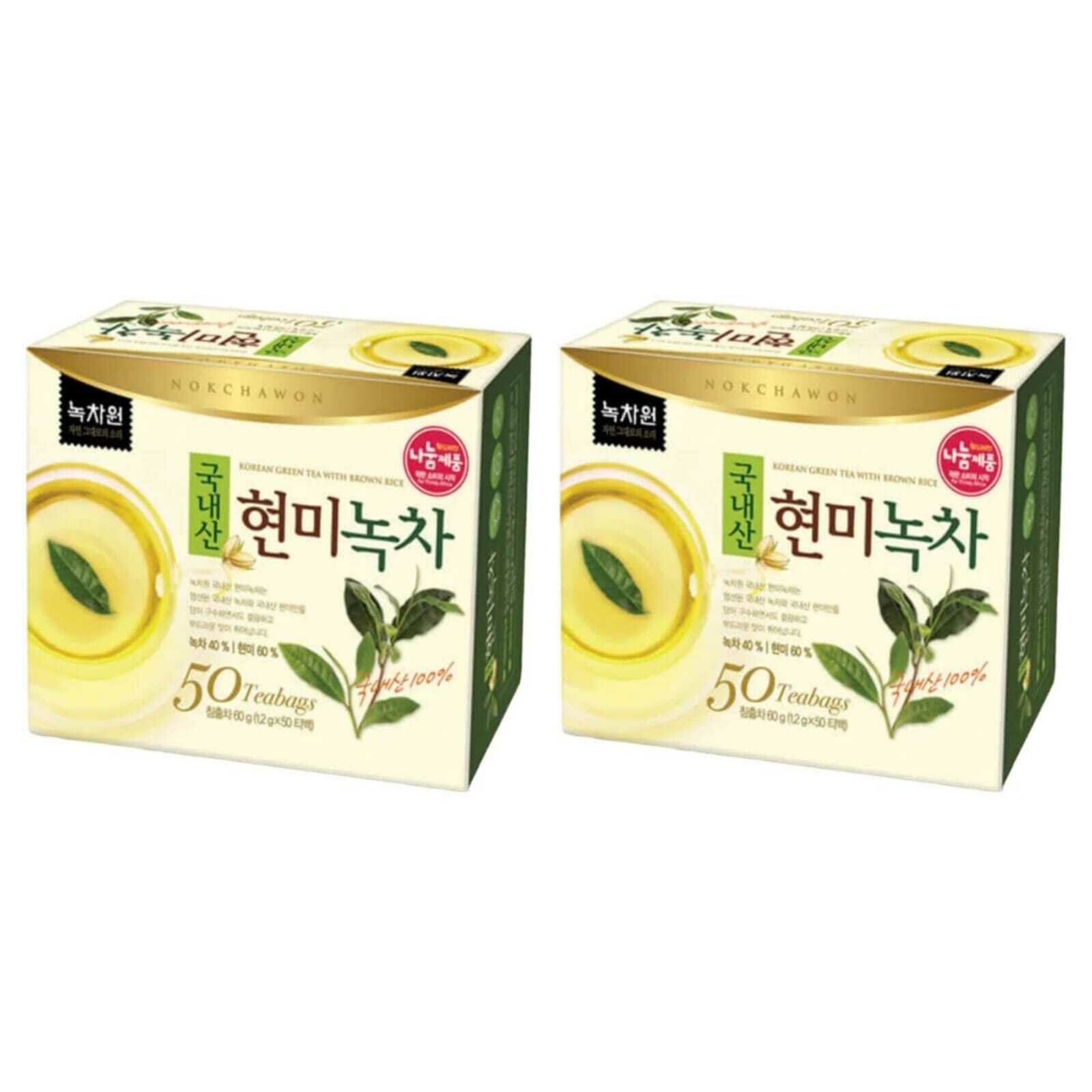 Чай зеленый с коричневым рисом Генмайча в пакетиках Nokchawon 50 пак, 2 шт