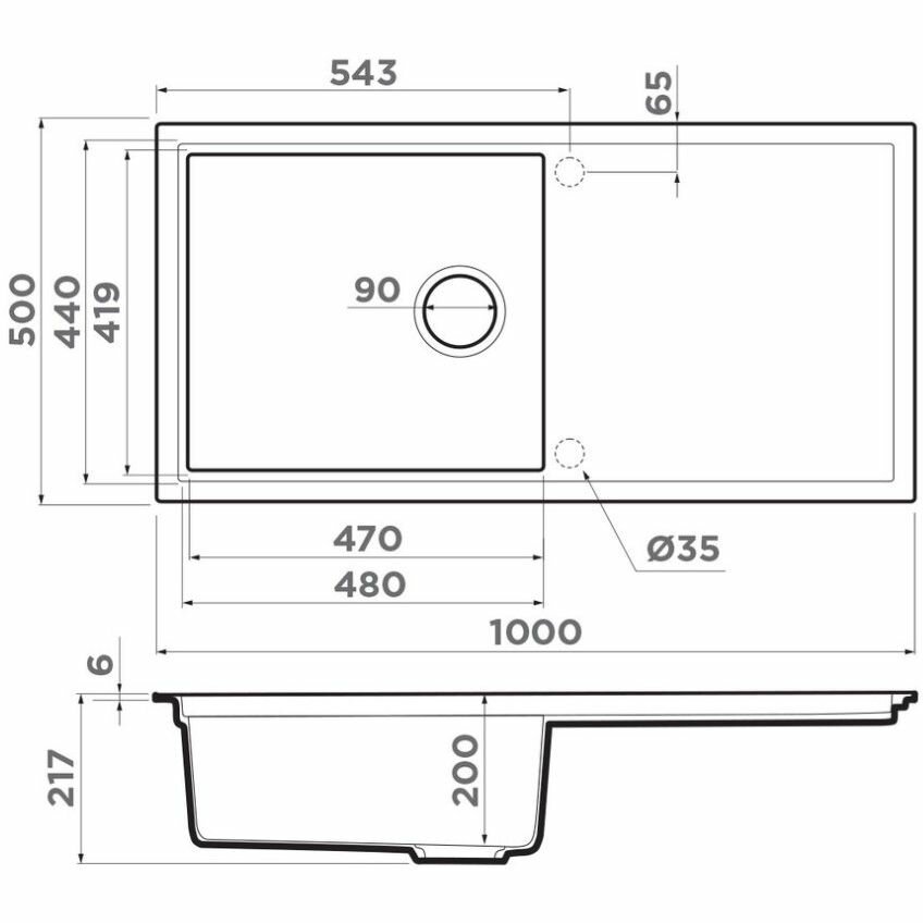 Мойка кухонная прямоугольная Omoikiri Sintesi 100-WH (4997126) - фотография № 2