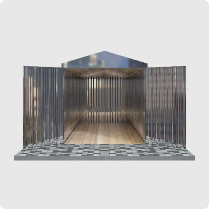 Хозблок металлический SKOGGY 4м, с двухскатной крышей, торцевой дверью и полом - фотография № 2