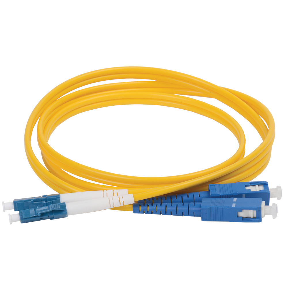 фото Патч-корд оптический коммутационный переходной для одномодового кабеля (SM); 9/125 (OS2); LC/UPC-SC/UPC; двойного исполнения (Duplex); LSZH (дл.2м) ITK, IEK FPC09-LCU-SCU-C2L-2M (1 шт.)