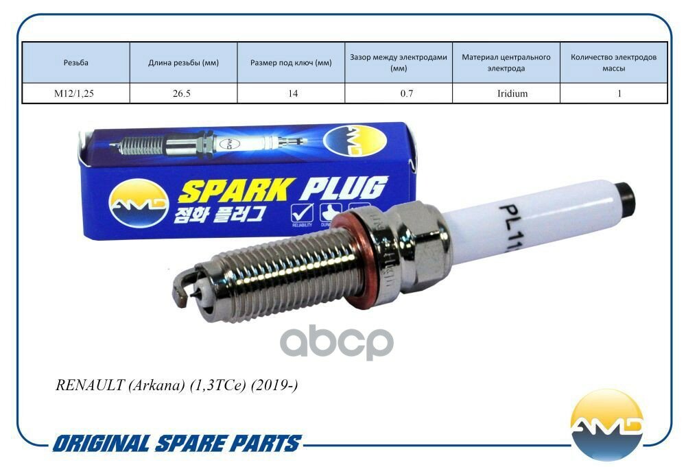 Свеча Зажигания Renault (Arkana) (13Tce) (2019-) AMD арт. AMD.PL112
