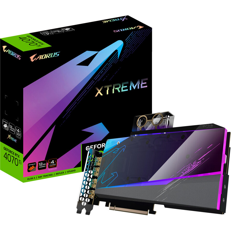 Видеокарта GIGABYTE GeForce RTX 4070 Ti Aorus Xtreme WaterForce 12Gb (GV-N407TAORUSX WB-12GD)