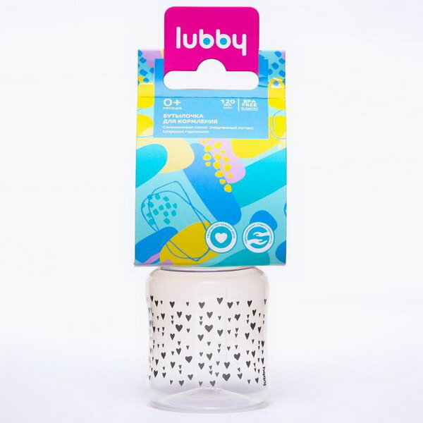 Бутылочка для кормления Lubby с широким горлом с силиконовой соской, 120мл - фото №5