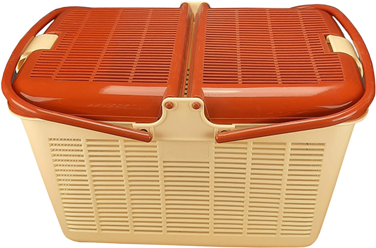 фото DOGMAN корзина пластиковая квадратная малая, коричневый/бежевый 40 х 29,5 х 23,5 см NEW