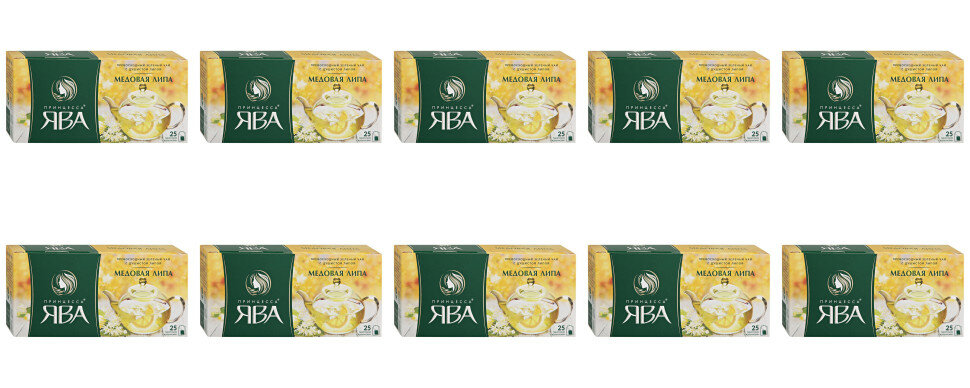 Чай зеленый в пакетиках для чашки Принцесса Ява Медовая липа, 25*1,5 г (комплект 10 шт.) 6014383
