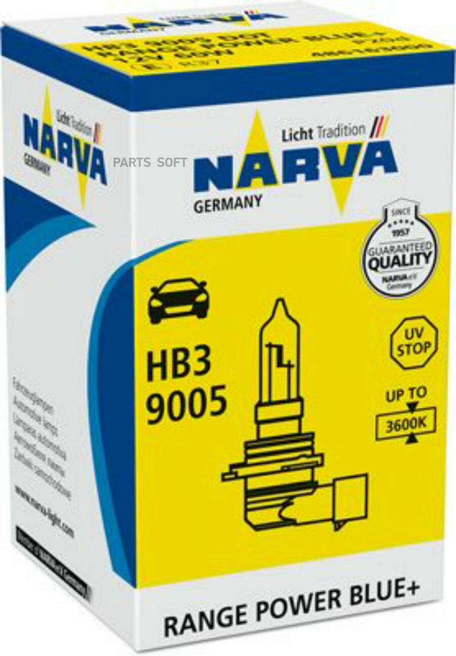 NARVA Лампа HB3 9005 Range Power Blue+ 12V 60W