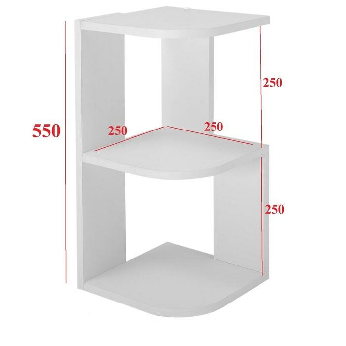 Полка угловая настольная и навесная Лео №3, 250х250х660, Белый - фотография № 2