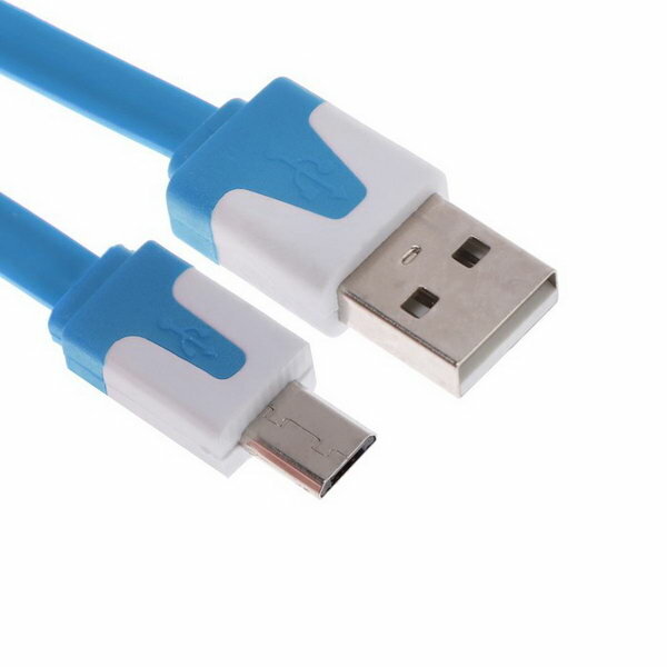 Кабель DCC328 microUSB - USB зарядка + передача данных 1 м плоский синий 2 шт.