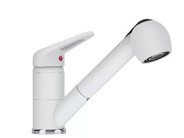 Смеситель для кухонной мойки Franke Novara Plus с выдвижным шлангом белый (115.0470.669)