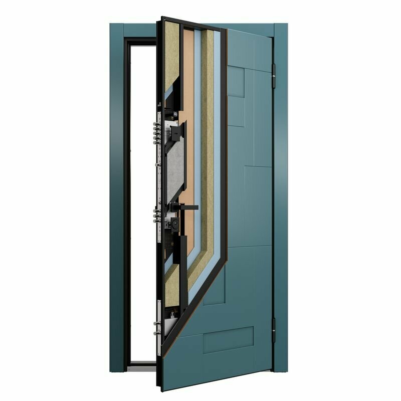 Дверь входная для квартиры Torex Defender X 950х2050 правый, тепло-шумоизоляция, антикоррозийная защита, замка 4-го класса защиты, синий/белый - фотография № 5