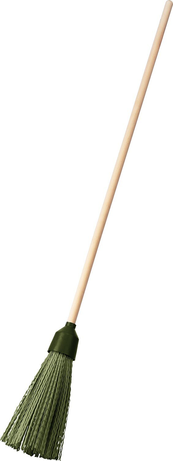 СИБИН круглая на деревянном черенке, 350х150мм, полипропилен, коническое резьбовое соединение, пластиковая метла (39225-1) - фотография № 1