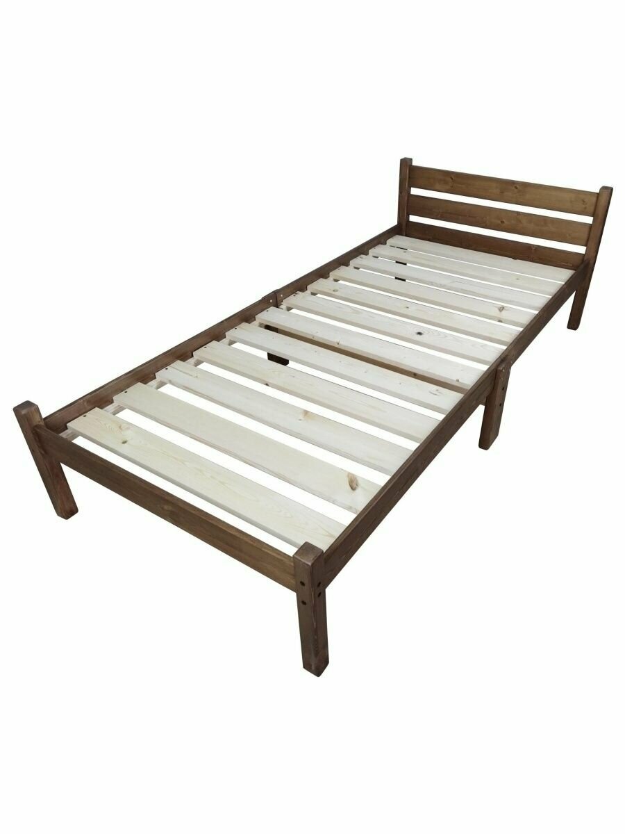 фото Кровать сосновая классика компакт, цвет темный дуб, 190х90 см