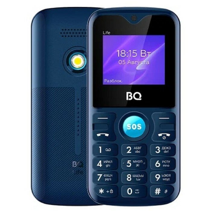 Сотовый телефон BQ M-1853 Life 1.77" 2 sim 32Мб microSD 600 мАч фонарик синий