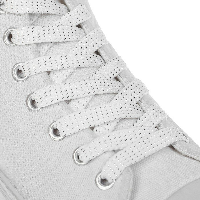 ONLITOP Шнурки для обуви, пара, плоские, 8 мм, 110 см, цвет белый - фотография № 1