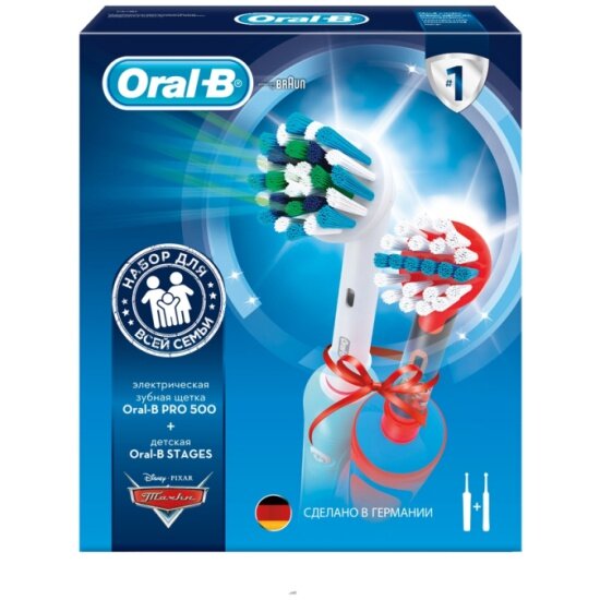 Зубная щётка электрическая ORAL-B Family pack (PRO 500 + Stages Power Тачки)