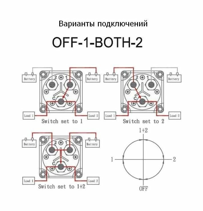 AES Выключатель массы "OFF-1-BOTH-2" (2 АКБ) 300А AES121130C - фотография № 3