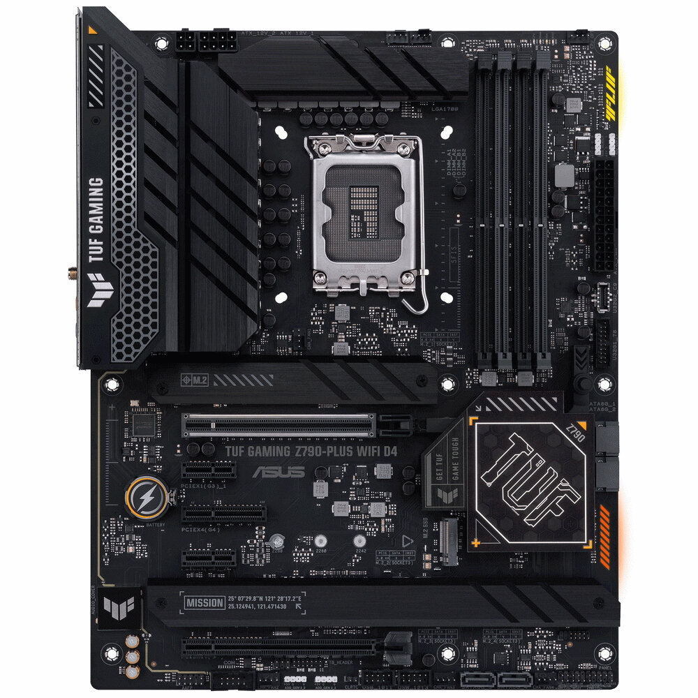 ASUS Материнская плата Socket1700 ASUS TUF GAMING Z790-PLUS WIFI D4 (iZ790, 4xDDR4, M.2, SATA III, RAID, 2xPCI-E, HDMI, DP, 2.5Гбит LAN, WiFi, BT, USB3.2, Type-C, ATX) (ret)