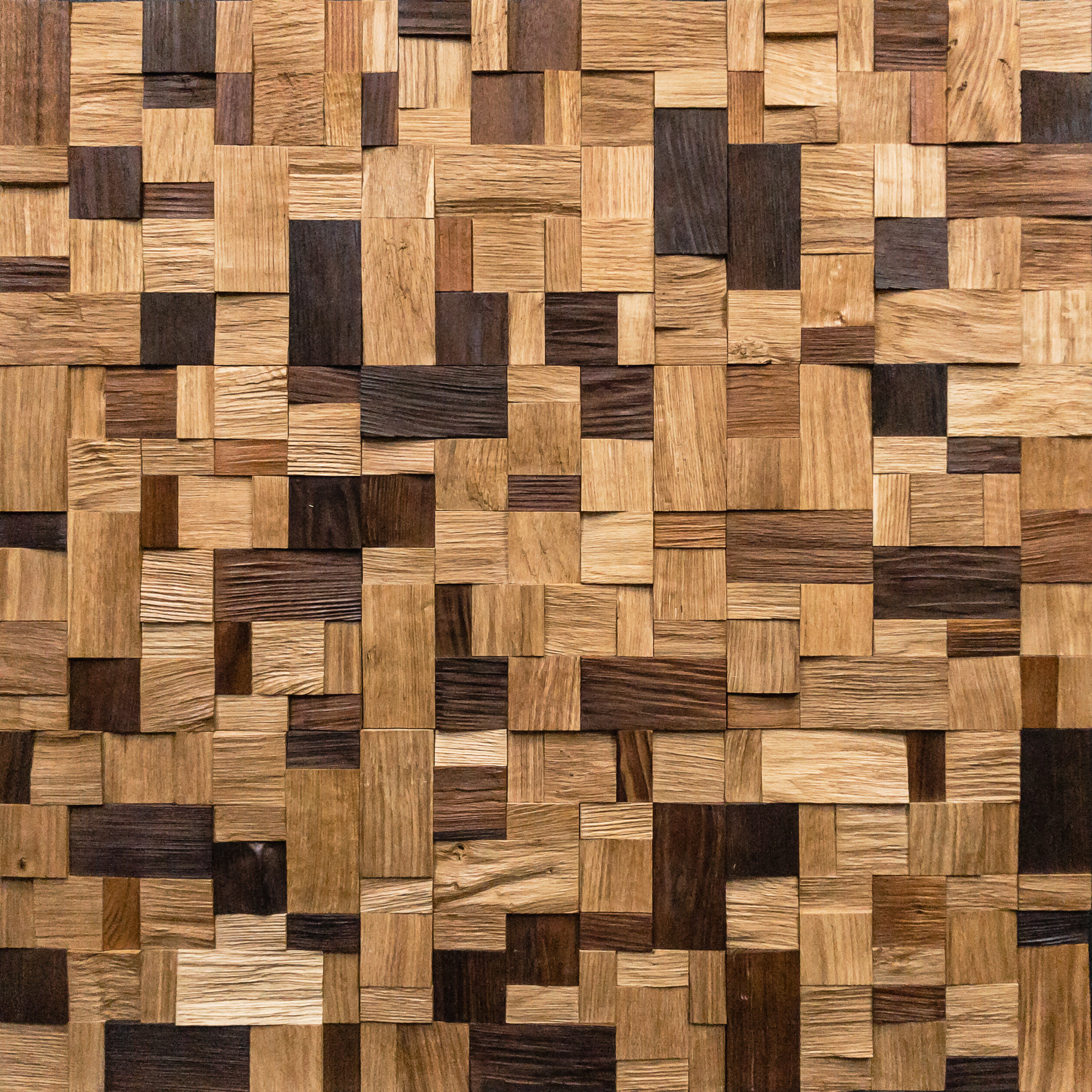 Стеновые деревянные панели 3D (дуб/термоясень) Хауз Микс