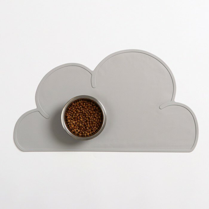 Коврик силиконовый под миску Пижон облако, 48х27 см, серый - фотография № 1