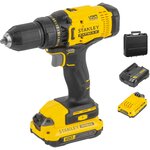 Дрель-шуруповерт аккумуляторная Stanley SCD700C2K, 18 В Li-ion 2x1.5 Ач - изображение