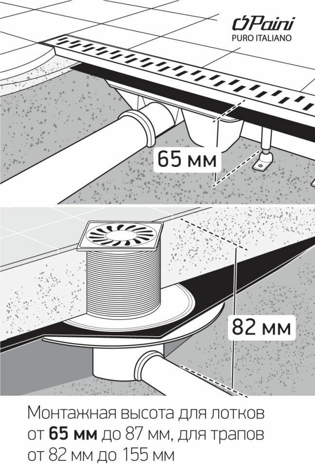 Душевой трап с решеткой под плитку Paini 150х150 мм - фотография № 6
