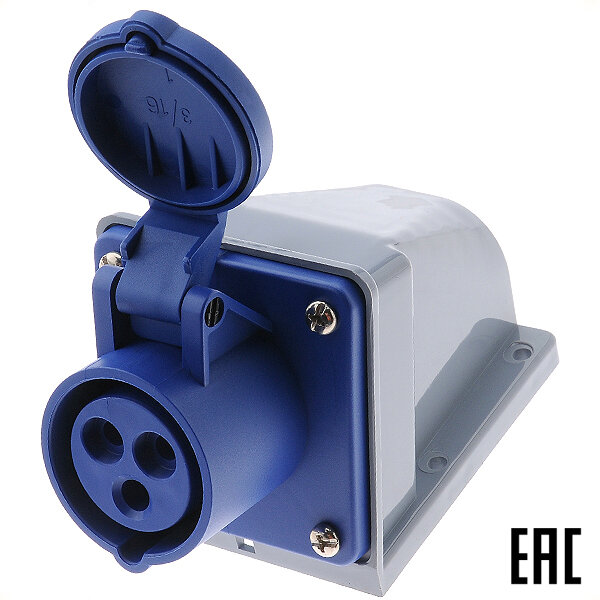 фото Розетка стационарная РС-103 26190DEK 16А 220В 2P+PE IP44 CEE113-6 DEKraft