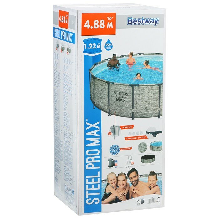 Bestway Бассейн каркасный Pool Set, 488 х 122 см, фильтр-насос, лестница, тент 5619E - фотография № 5