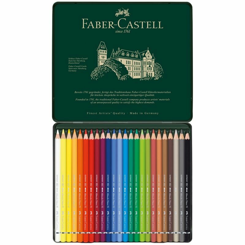 Карандаши акварельные Faber-Castell Albrecht D?rer набор цветов в металлической коробке 24 шт. - фото №4