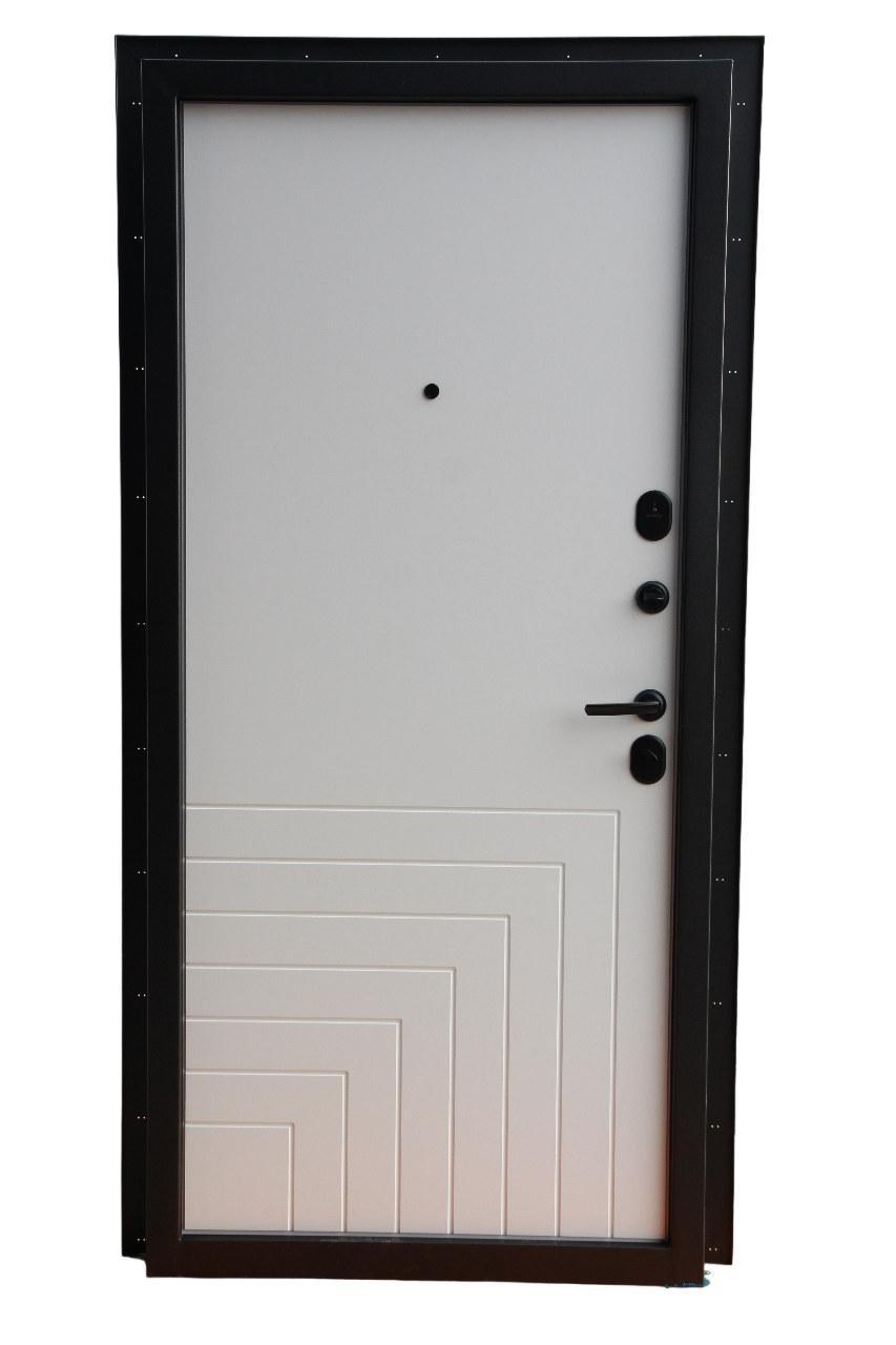 Дверь входная Квадро Эмалит белый 2МДФ 860*2050 левая - фотография № 3