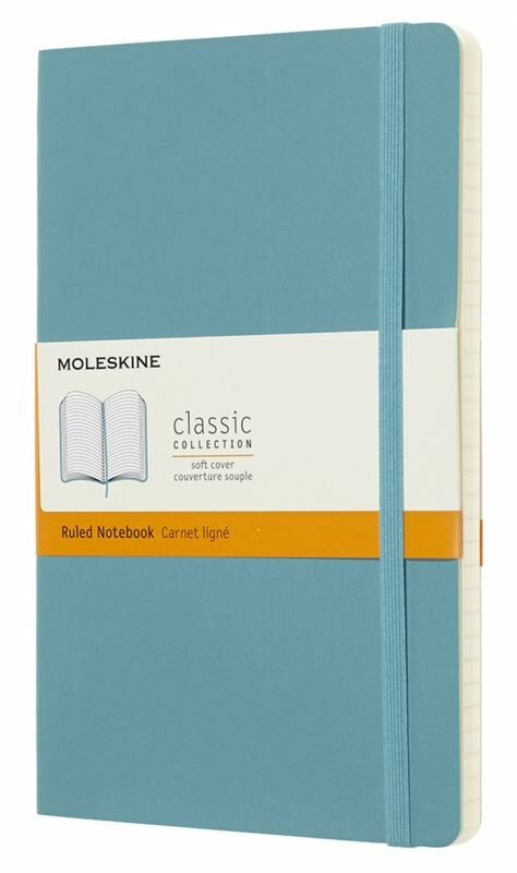 Блокнот Moleskine CLASSIC SOFT QP616B35 Large 130х210мм 192стр. линейка мягкая обложка голубой