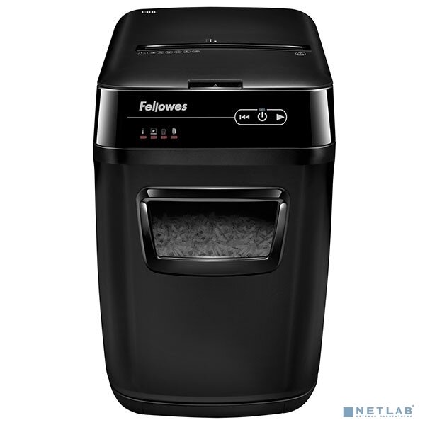 Fellowes Уничтожитель Fellowes Шредер AutoMax 150C FS-46801(01/02)* (секр.P-4)/фрагменты 4x38 мм,/150лист./32лтр./Уничт:скрепки, скобы, пл.карты,CD диски