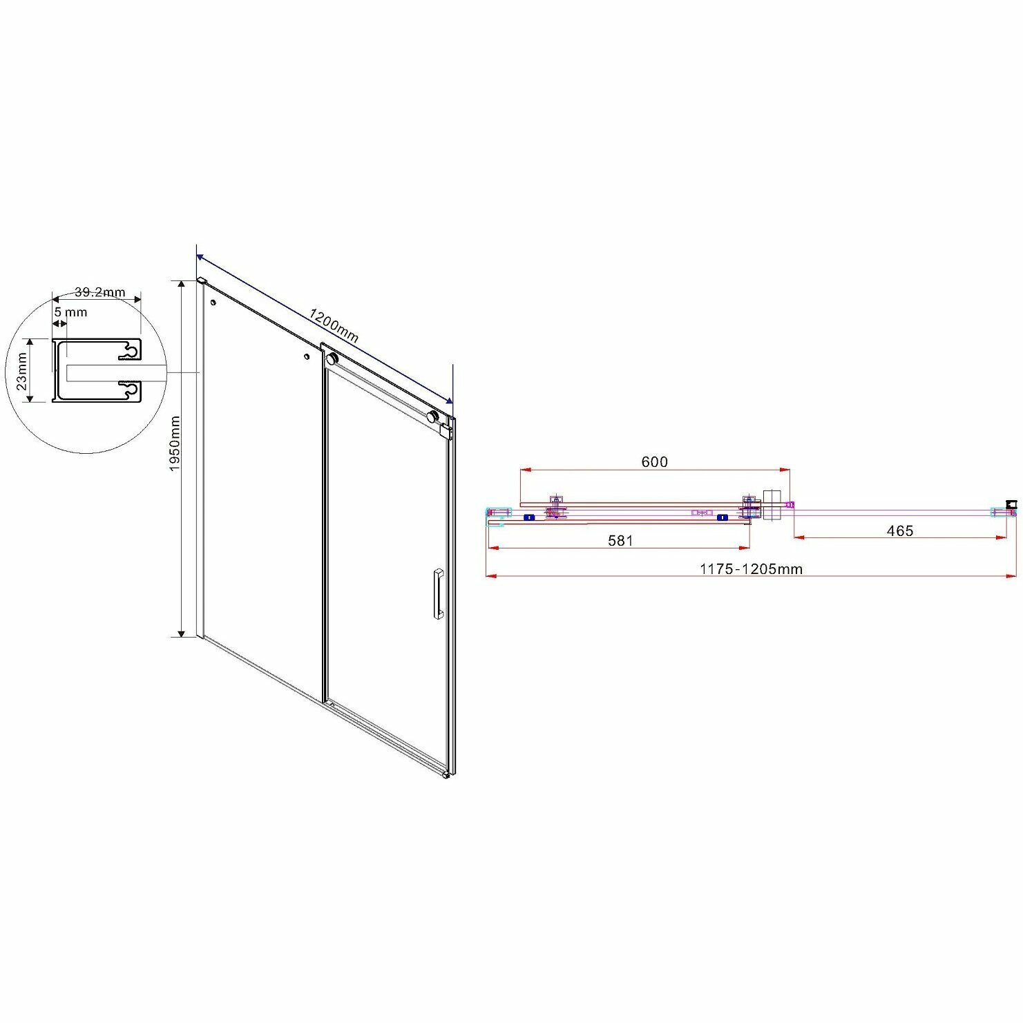 Душевая дверь без пристенного профиля Vincea Como VDS-1C120CGB 120х195 черный стекло тонированное