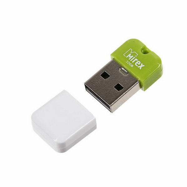 Флешка ARTON GREEN, 32 Гб, USB2.0, чт до 25 Мб/с, зап до 15 Мб/с, белая-зеленая