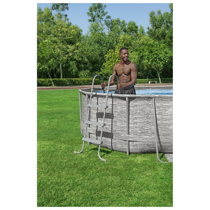 Bestway Бассейн каркасный Power Steel Swim Vista, 427 х 250 х 100, фильтр-насос, лестница, тент, 56714 Bestway - фотография № 5