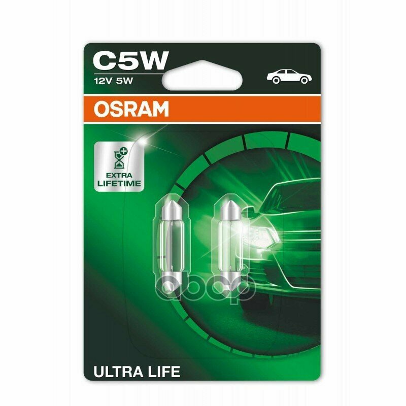 Автолампа Osram 6418Ult-02B Fest T11x38(C5w) 12V 5W Sv8,5-8 Ultra Life (Б2/20) Osram арт. 6418ULT02B