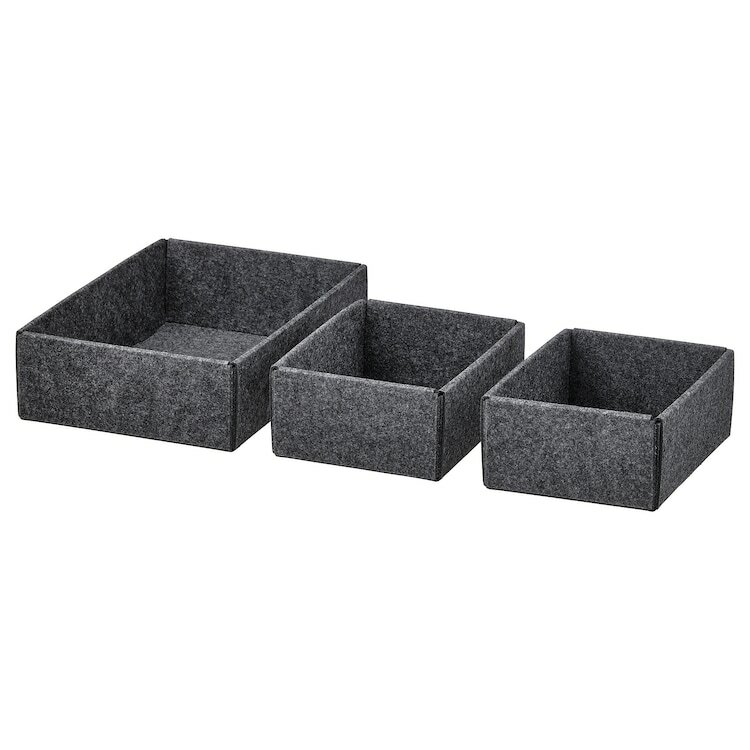Набор коробок для хранения, IKEA UPPDATERA, 3 шт., серый - фотография № 3