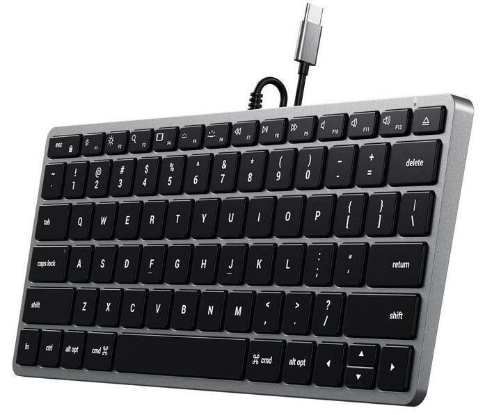 Клавиатура проводная Satechi Slim W1 USB-C Wired Keyboard-RU серебристый черный