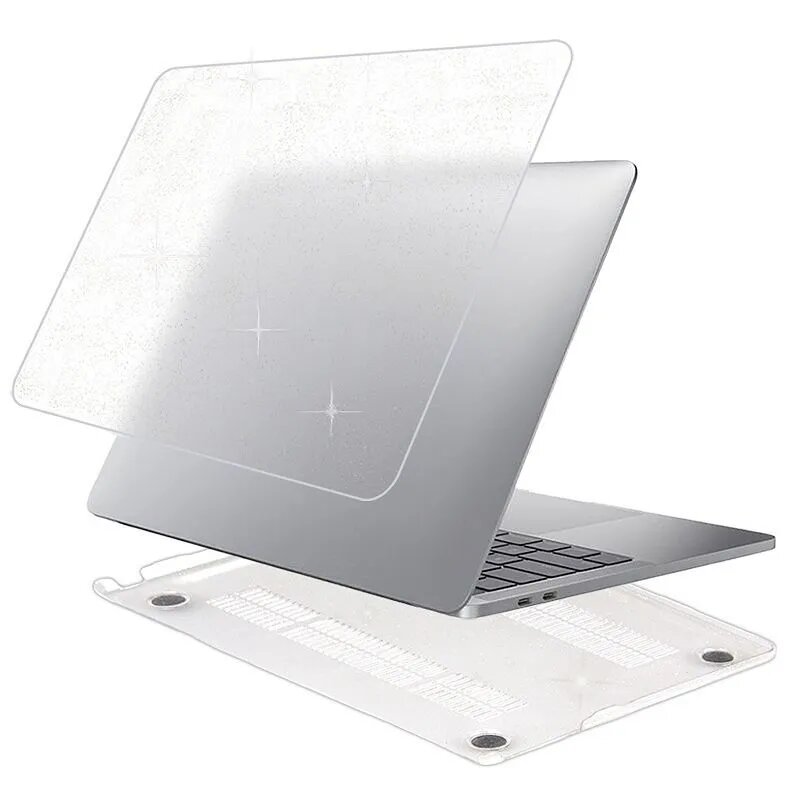 Чехол-накладка пластиковая для ноутбука MacBook Air 15 2023 M2 (Модель: A2941) Прозрачный глянцевый с блестками