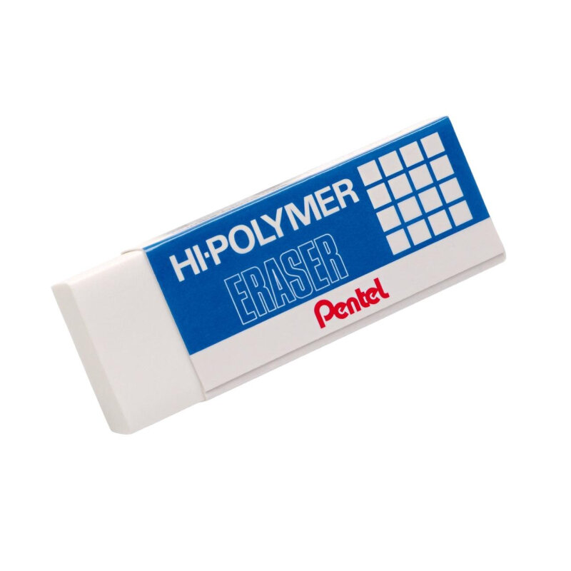 Ластик Pentel Hi-Polymer Eraser 43х17х11,5мм белый картонный держат ZEH05